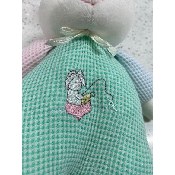 Vintage Carter’s Prestige Bunny Rabbit in Thermal Waffle Weave Fishing Plush Toy - Picture 5 of 9